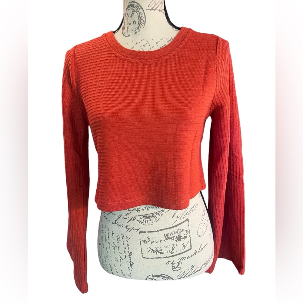 BOG Band of the Free Alize Rust Long Sleeve Crop Top, new with tags